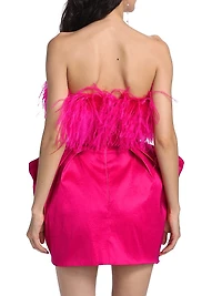 Paula Feather-Trimmed Minidress