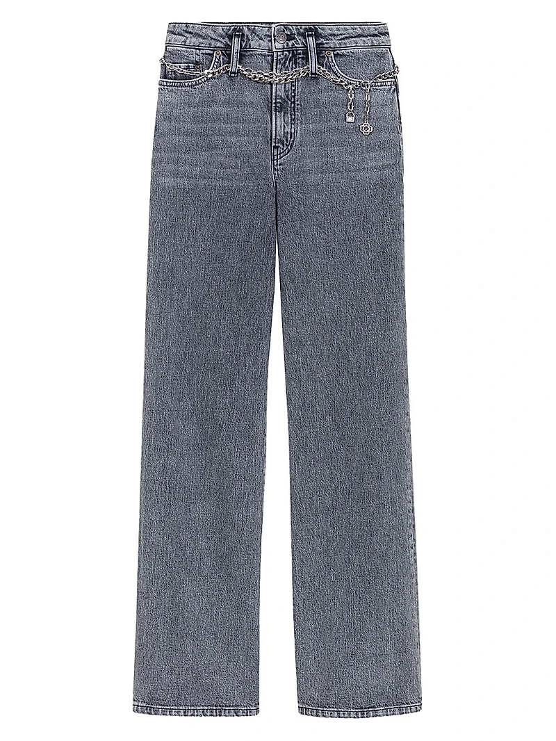 Wide-Leg Jeans with Chain-Link Belt