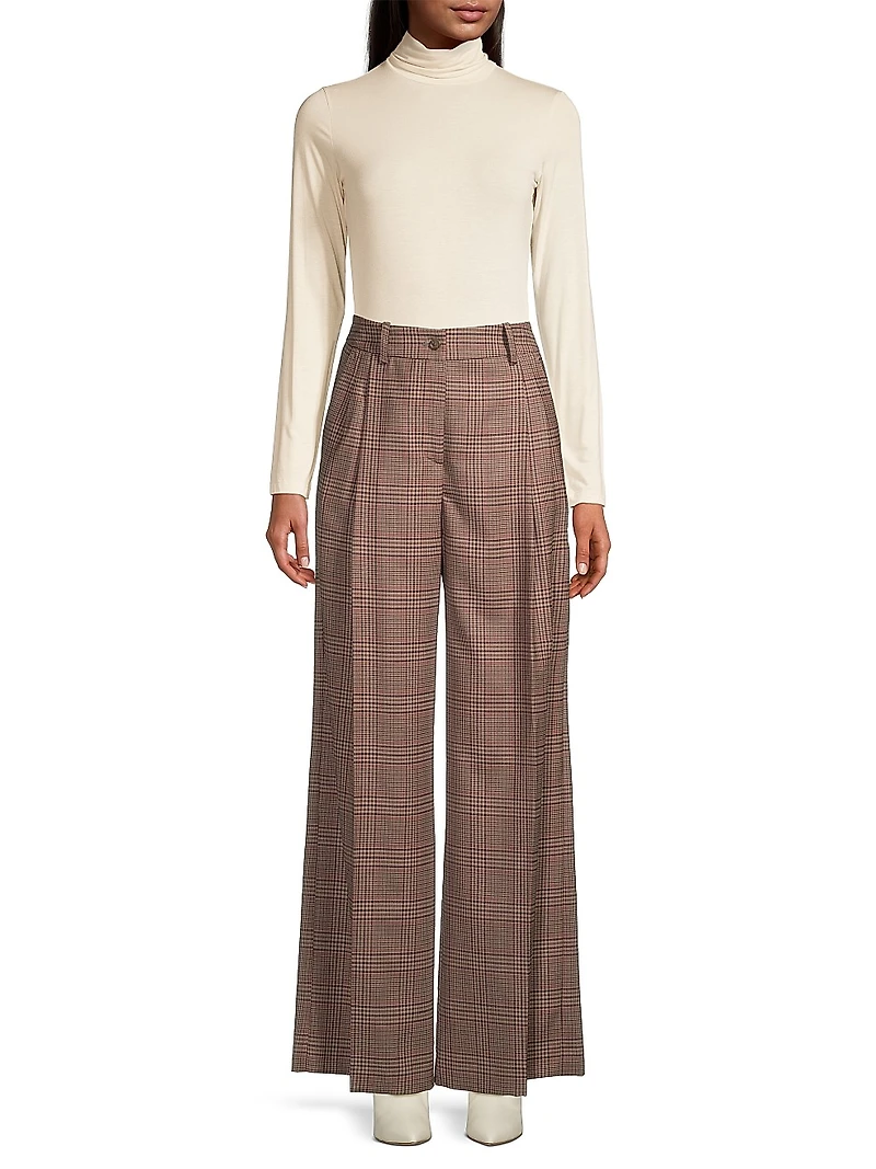 Prince Of Wales Wide-Leg Trousers