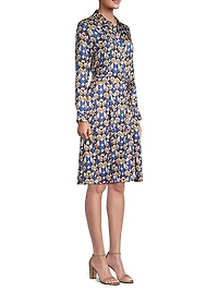 Printed Belted Knee-Length Dress