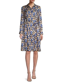 Printed Belted Knee-Length Dress