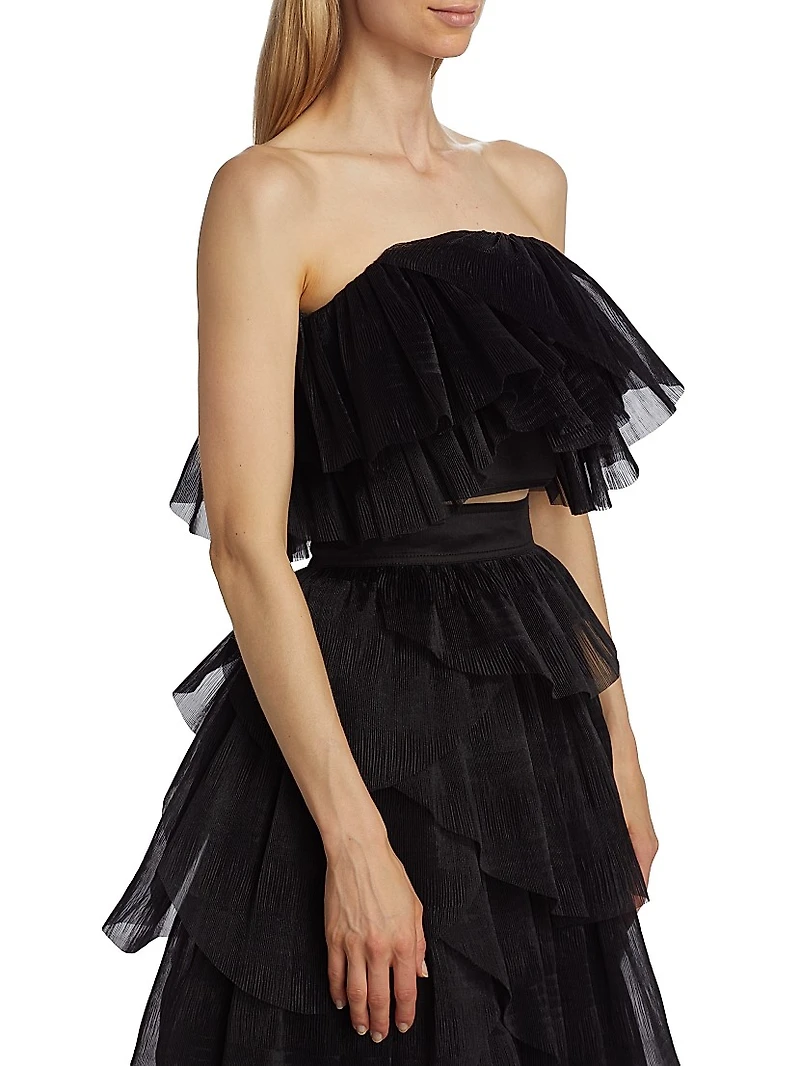 Elsie Tulle Pleated Bustier Top