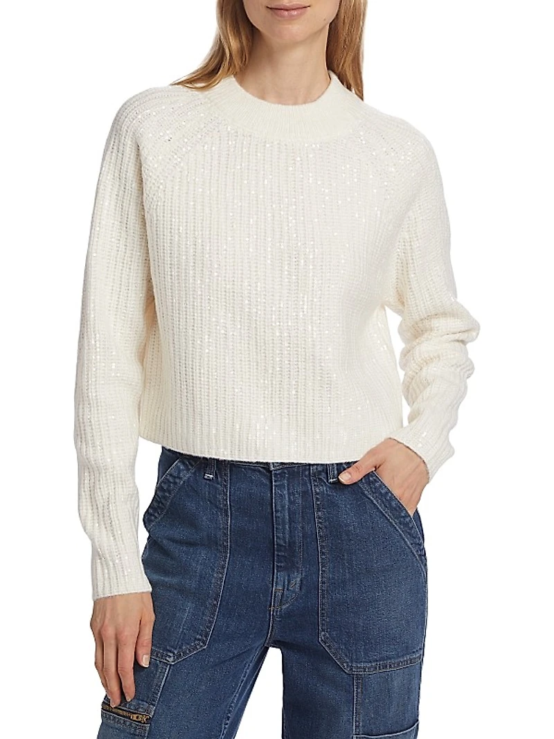 Sequined Rib-Knit Sweater