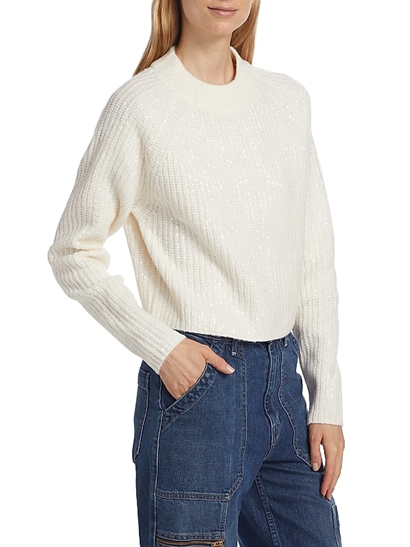 Sequined Rib-Knit Sweater