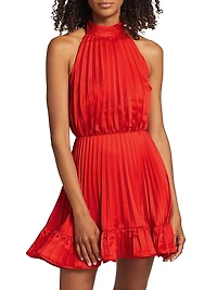 Amiri Pleated Halter Minidress