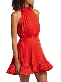 Amiri Pleated Halter Minidress