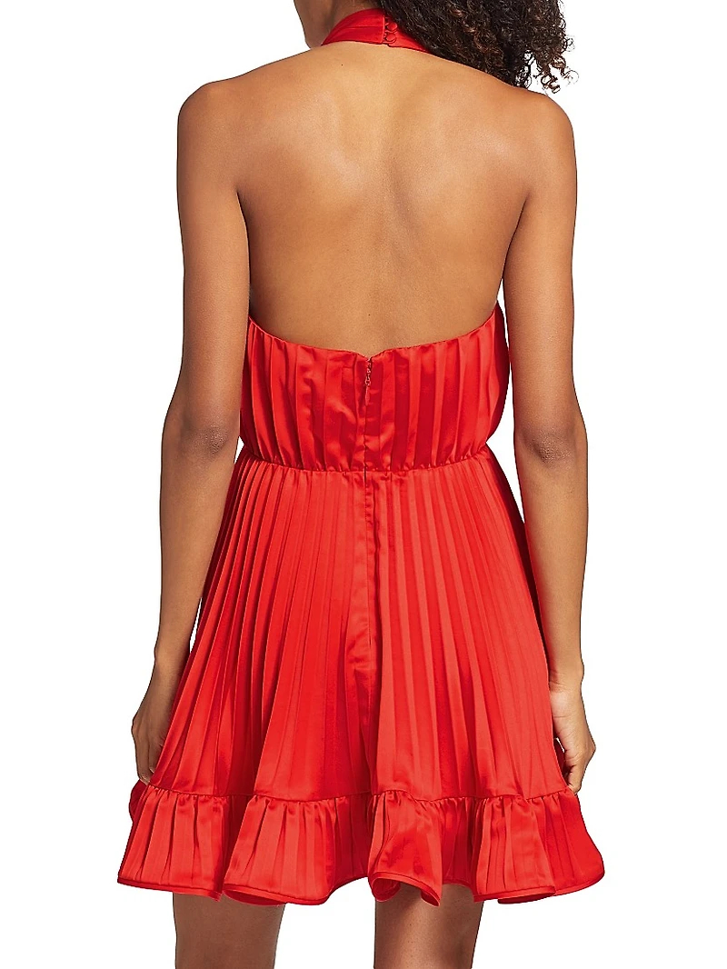Amiri Pleated Halter Minidress