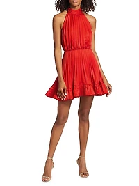 Amiri Pleated Halter Minidress