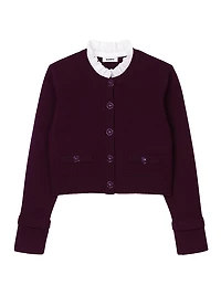 Knit Cardigan with Ruffled Collar