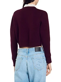 Knit Cardigan with Ruffled Collar