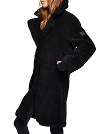 Sherpa Leather-Trimmed Coat