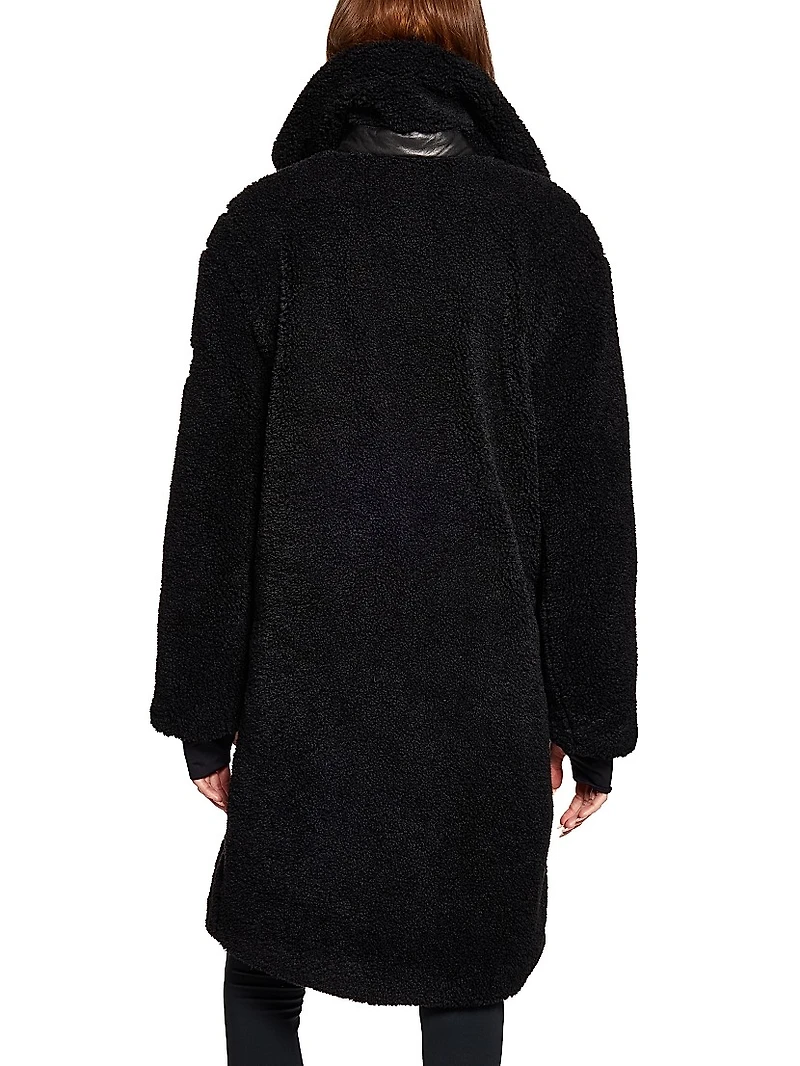 Sherpa Leather-Trimmed Coat