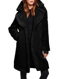 Sherpa Leather-Trimmed Coat