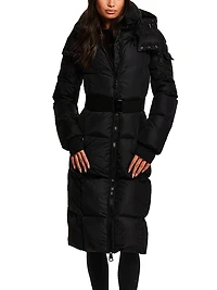 Long Noho Channel-Quilted Belted Coat
