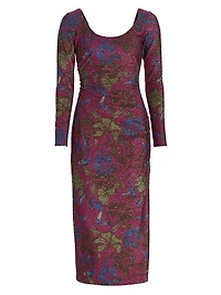 Jude Metallic Floral Midi-Dress