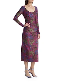 Jude Metallic Floral Midi-Dress