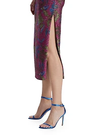 Jude Metallic Floral Midi-Dress