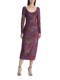 Jude Metallic Floral Midi-Dress