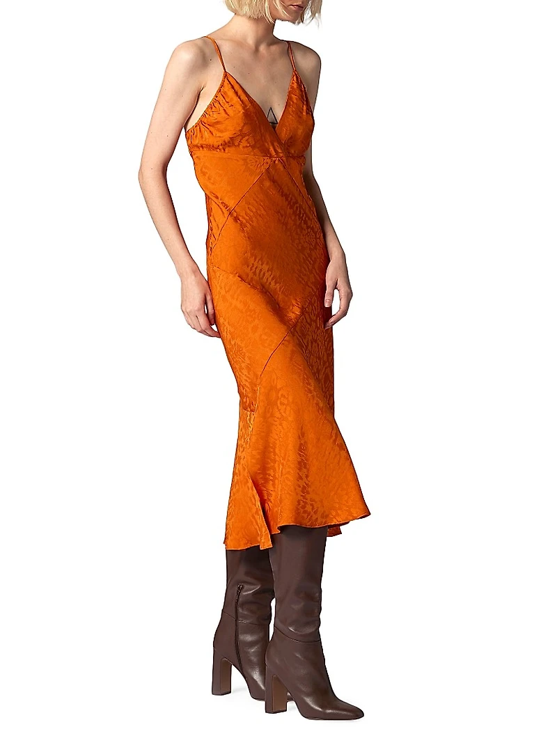 Leo Leopard Jacquard Bias Slip Dress