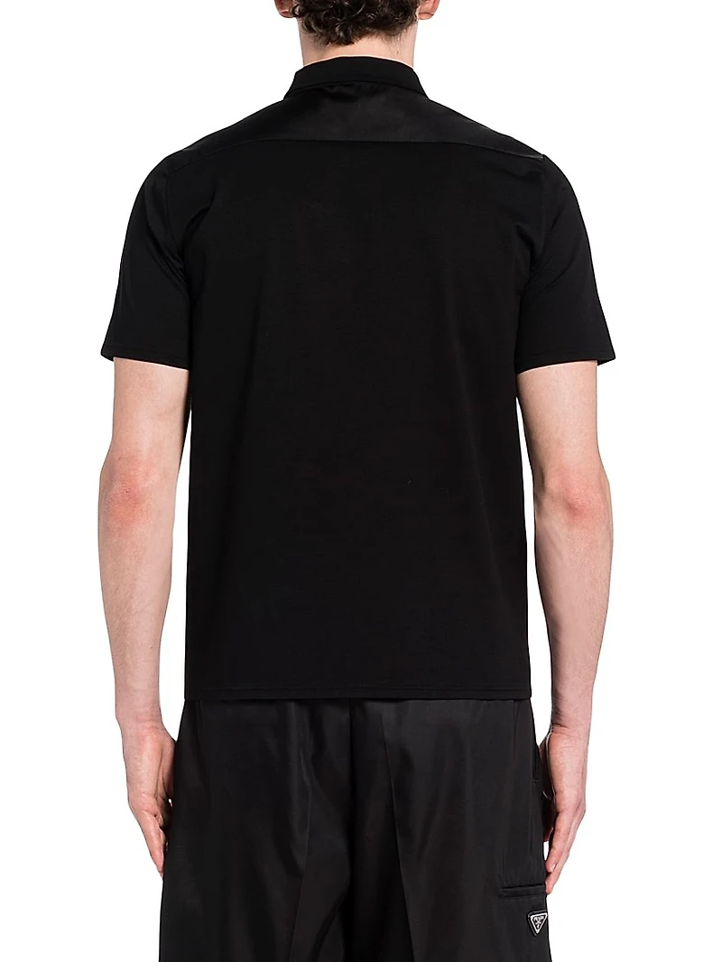 Stretch Cotton Polo Shirt with Nylon Details