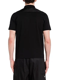 Stretch Cotton Polo Shirt with Nylon Details