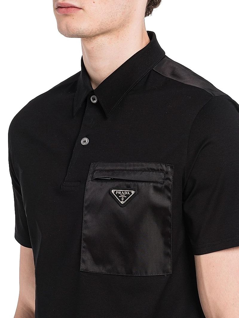 Stretch Cotton Polo Shirt with Nylon Details