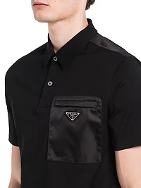 Stretch Cotton Polo Shirt with Nylon Details