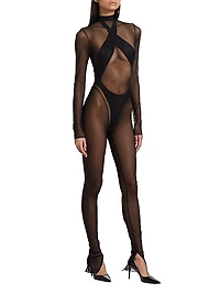 Sheer Mesh Zip Jumpsuit