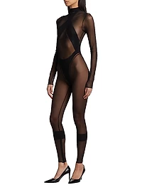 Sheer Mesh Zip Jumpsuit