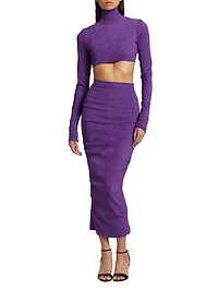 Suede Turtleneck Crop Top