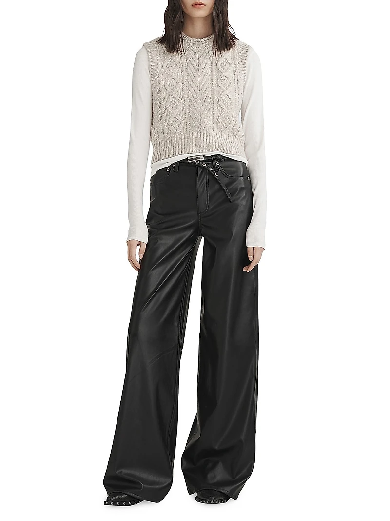Sofie Faux Leather Wide-Leg Pants