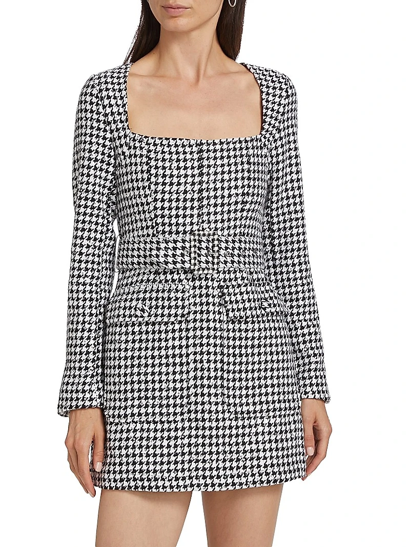 Amanda Houndstooth Belted Sheath Dress