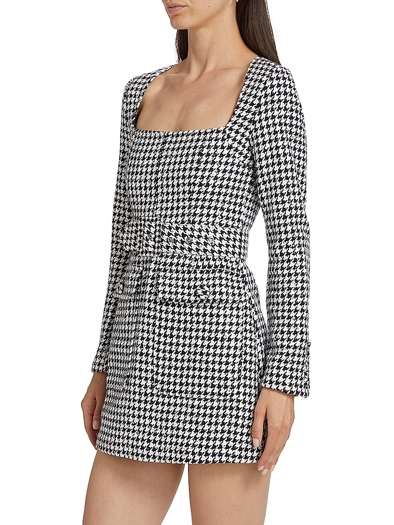 Amanda Houndstooth Belted Sheath Dress