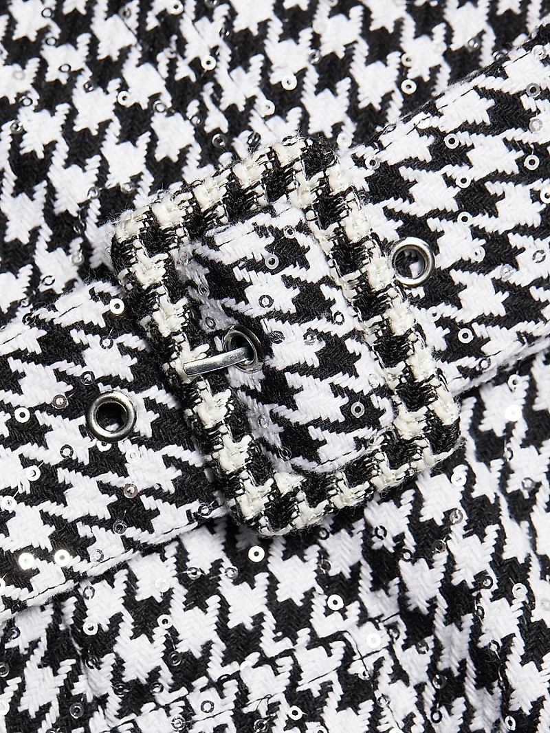 Amanda Houndstooth Belted Sheath Dress