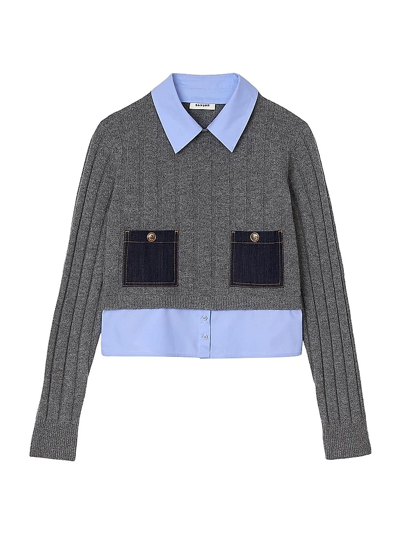 Cropped Wool and Cashmere Sweater