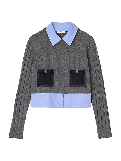 Cropped Wool and Cashmere Sweater
