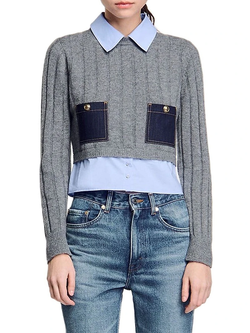 Cropped Wool and Cashmere Sweater