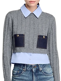 Cropped Wool and Cashmere Sweater