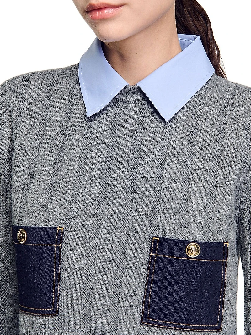 Cropped Wool and Cashmere Sweater