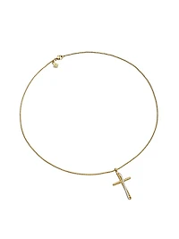 Crossover Cross Necklace in 18K Yellow Gold with Diamonds, 35.6mm