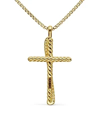 Crossover Cross Necklace in 18K Yellow Gold with Diamonds, 35.6mm