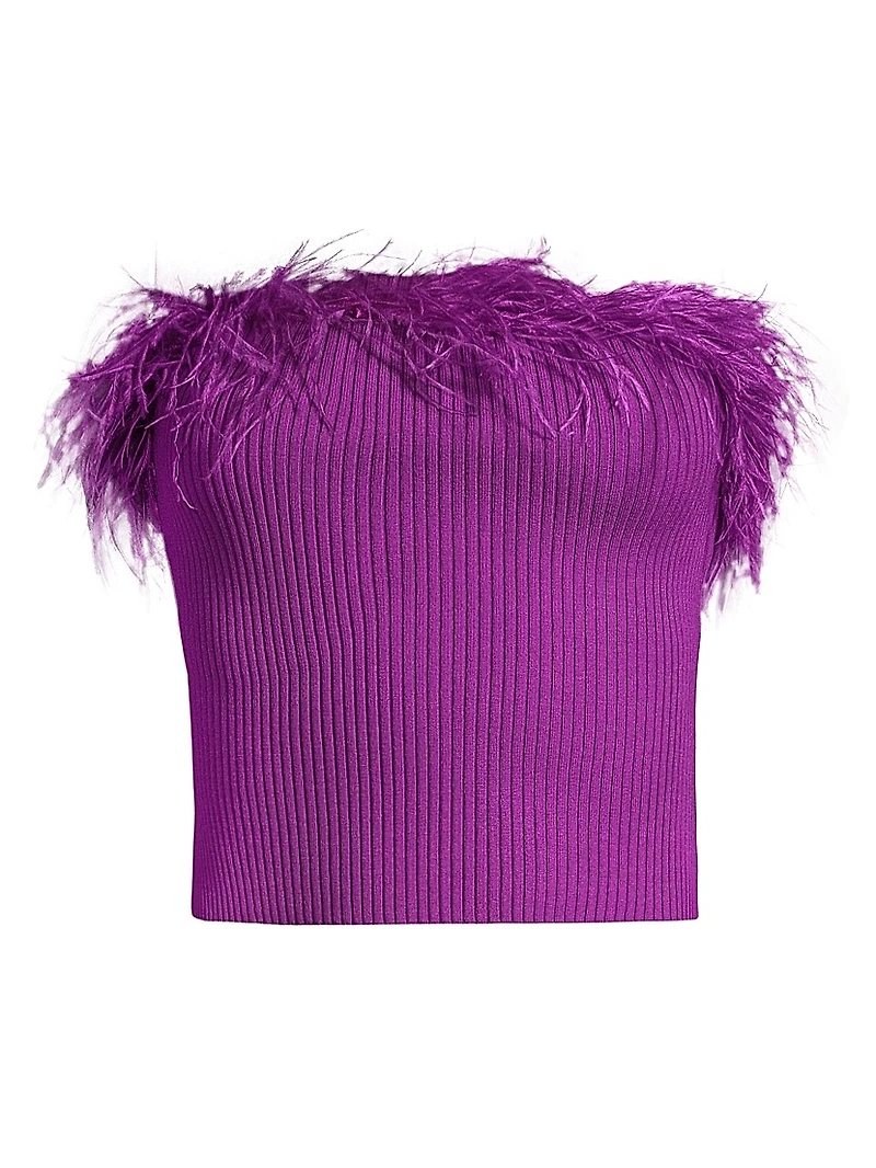 Rib-Knit Feather Tube Top