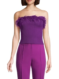 Rib-Knit Feather Tube Top