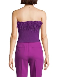 Rib-Knit Feather Tube Top