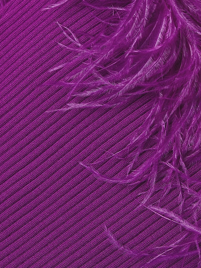 Rib-Knit Feather Tube Top