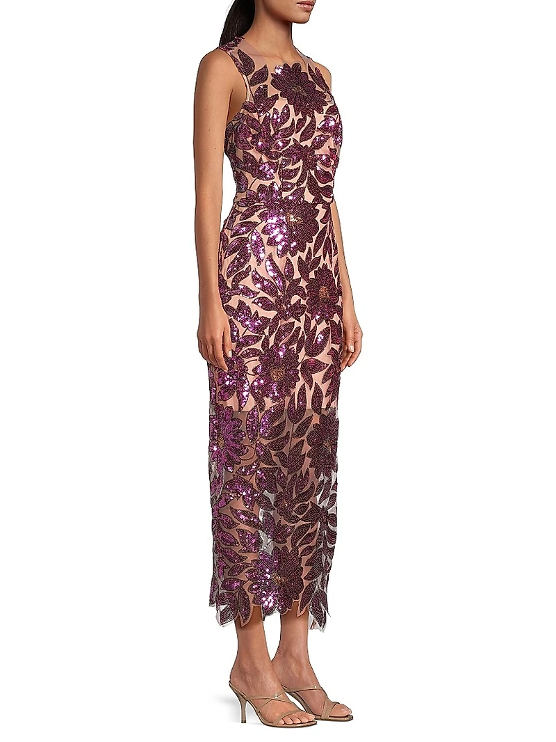 Kinsley Floral Garden Sequin Maxi Dress