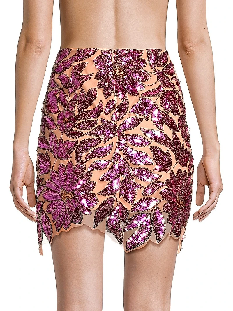 Kristina Floral Garden Sequin Miniskirt