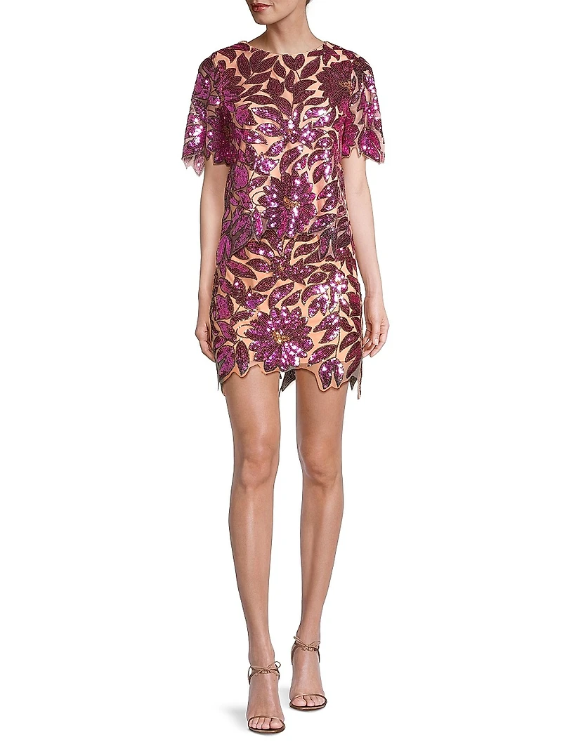 Kristina Floral Garden Sequin Miniskirt