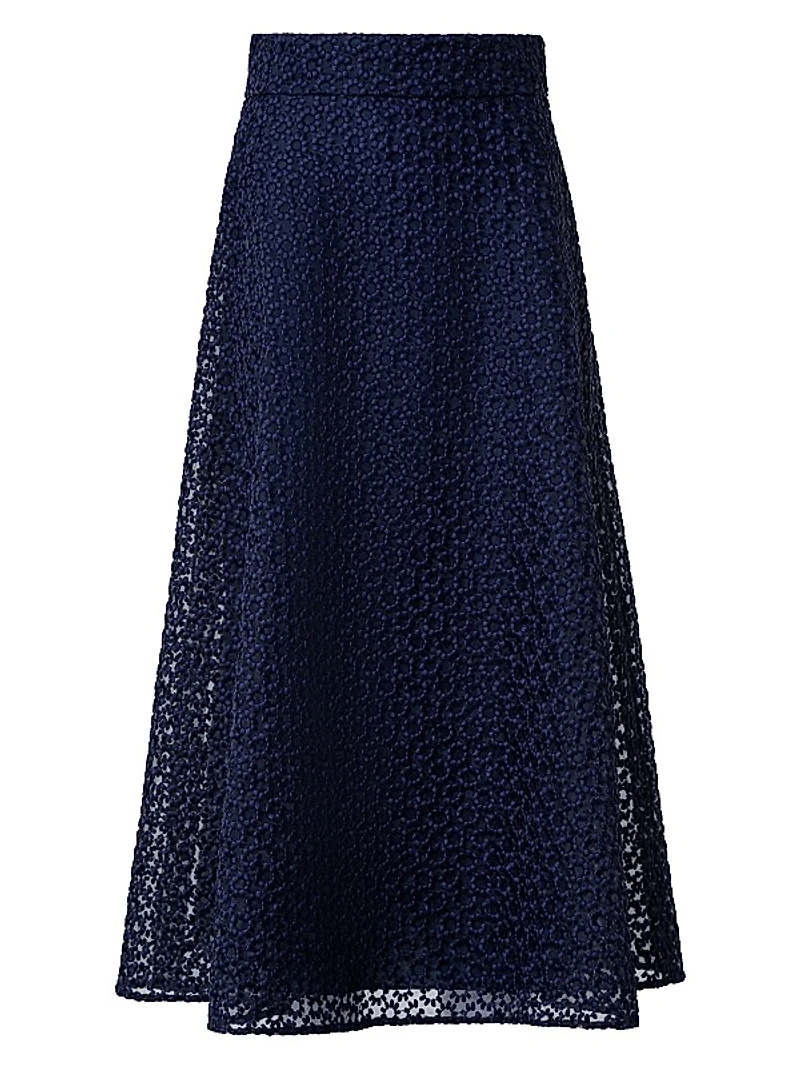 Floral Embroidered Organza Midi-Skirt