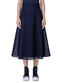 Floral Embroidered Organza Midi-Skirt